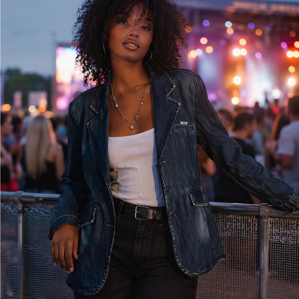 NCS Jeans (Turkish brand) Denim Blazer Jacket - Dark Blue